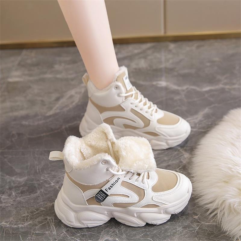 女鞋加绒加厚棉鞋2025冬季新款运动老爹鞋增高厚底加绒保暖高帮鞋