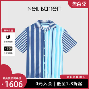 短袖 百搭 尼奥贝奈特2023春夏新款 NEIL 男式 时尚 BARRETT 条纹衬衫