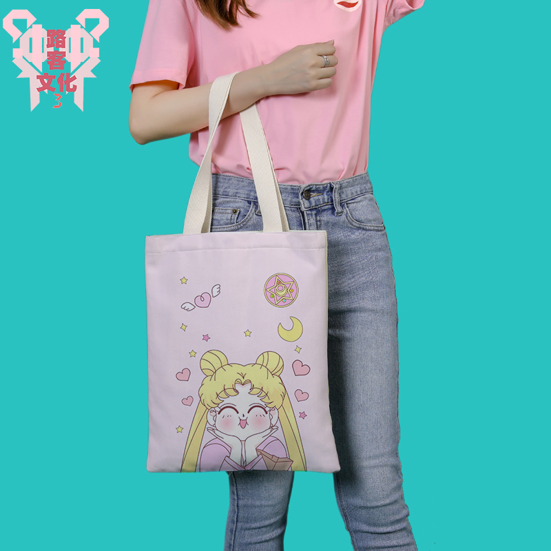 卡通学生单肩手提补课来图拎包