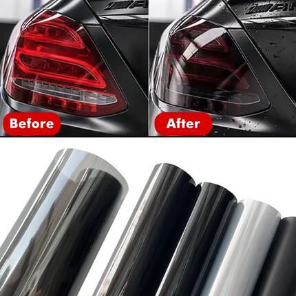 Gloss Transparent Light Black Smoke PVC Film Tint Headlight