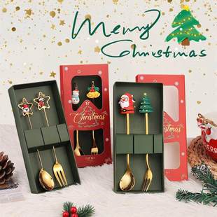 Christmas Santa Claus Doll Spoon fork Cartoon Gift Set