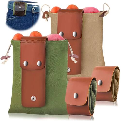 Outdoor Leather Canvas Picking Bag, Jungle Foraging Bag, Cam