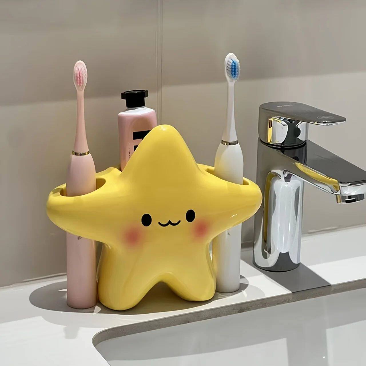 2/1Pcs Star Toothbrush Toothpaste Storage Rack, Cute Facial