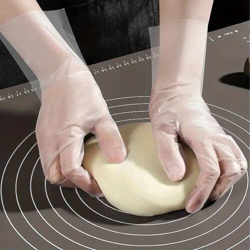 100 Pairs of Transparent Disposable Gloves, Oil Resistant De