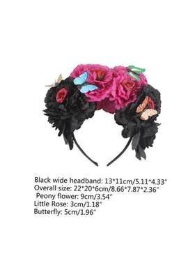 Halloween Simulation Colorful Peony Flower Headband Fairy Bu
