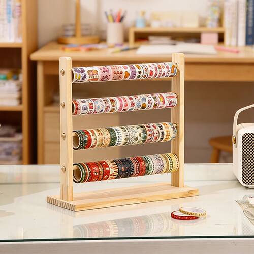 1pc wooden tape roll storage rack 3/4 layers wooden countert