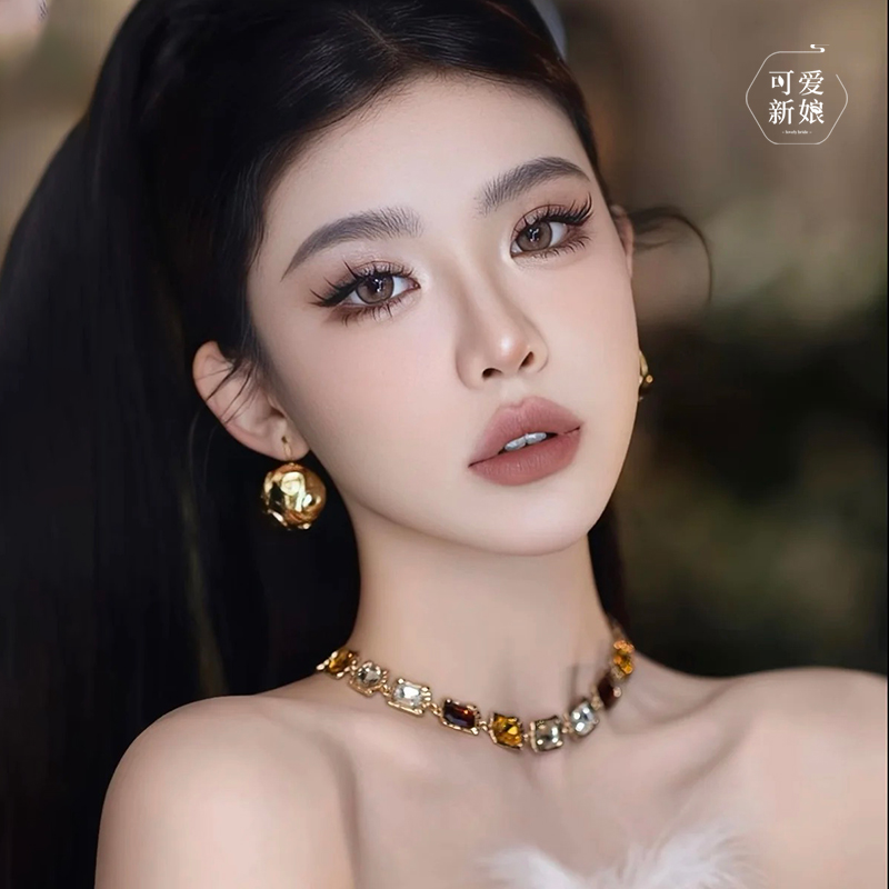 新娘高级感复古宫廷风晚礼服项链