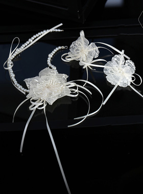 高级感新娘森系蕾丝珍珠项链