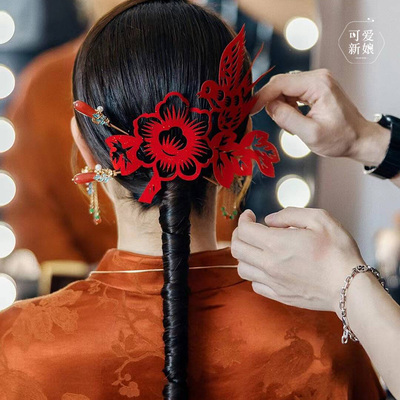 可爱新娘中式秀禾头饰复古高级感