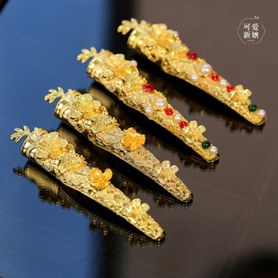 中式仿真金新娘护甲百搭奢华古装指甲套宫廷风汉服精致秀禾假指甲