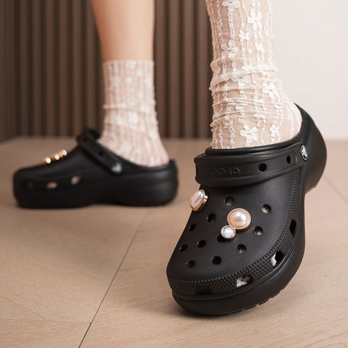 【自营】Crocs卡骆驰洞洞鞋云朵叠影玫瑰Clog女士厚底凉鞋沙滩鞋