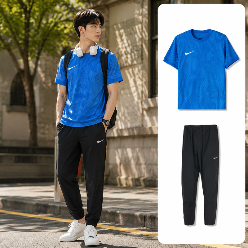 【自营】Nike耐克运动套装男装新款时尚圆领T恤短袖舒适训练长裤