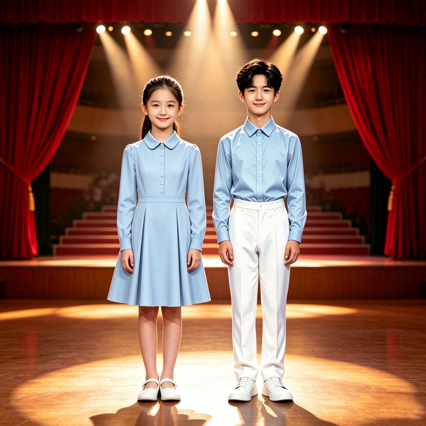 儿童合唱演出服学生数个朗诵表演