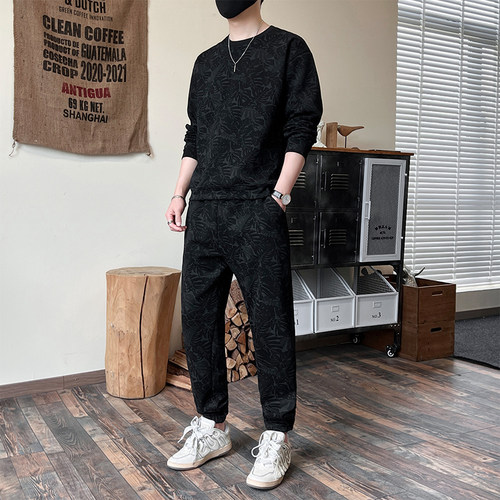 潮牌休闲运动套装男士春