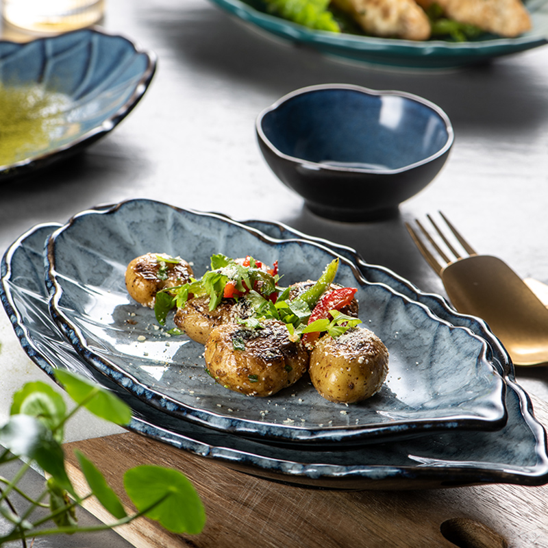 浅口寿司个性复古叶形摆设菜盘