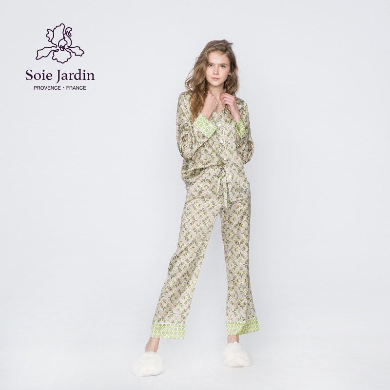 jardin几何热卖印花桑蚕丝家居服