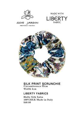 soie jardin 7#Liberty英国进口印花桑蚕丝橡筋发饰网红大肠发圈