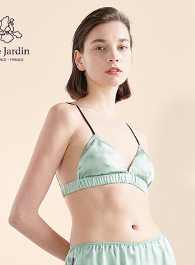 soie jardin0#纯色内衣法式少女无钢圈蚕丝三角软杯里外蚕丝文胸