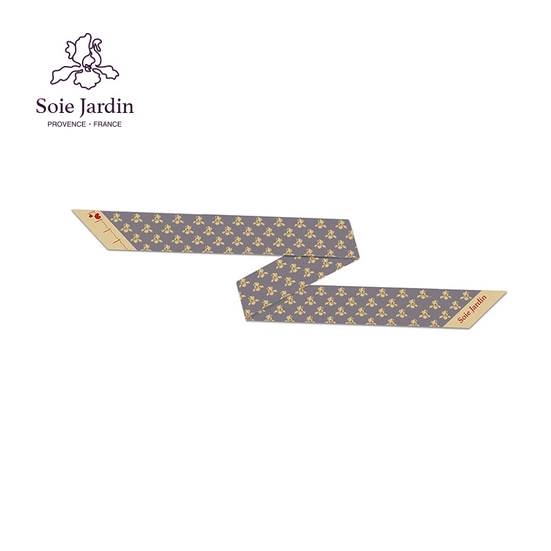 soie jardin7#七夕限定款鸢尾花爱心真丝斜纹120*5cm长飘带窄丝巾,服饰配件/皮带/帽子/围巾,围巾/丝巾/披肩,淘宝优惠券,粉丝福利购,淘宝优惠卷