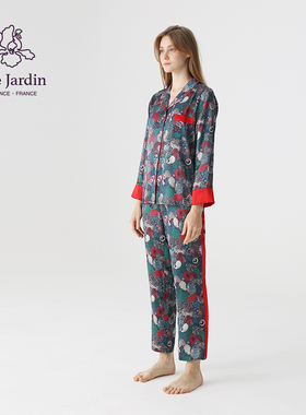 soie jardin3#海棠英国Liberty进口真丝印花舒适桑蚕丝睡衣套装