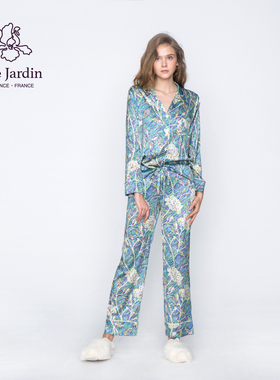 soie jardin3#梵高丝绸睡衣原创印花桑蚕丝家居服三件搭配套装