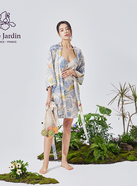 soie jardin3#花园新品热卖款春夏真丝印花桑蚕丝家居服宽松晨袍