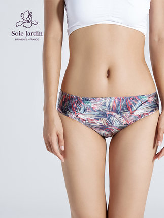 soie jardin 7#liberty进口印花女士轻薄真桑蚕丝中腰三角短内裤