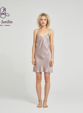 soie jardin0#夏朵经典真丝绸睡裙V领斜裁吊带居家桑蚕丝睡裙