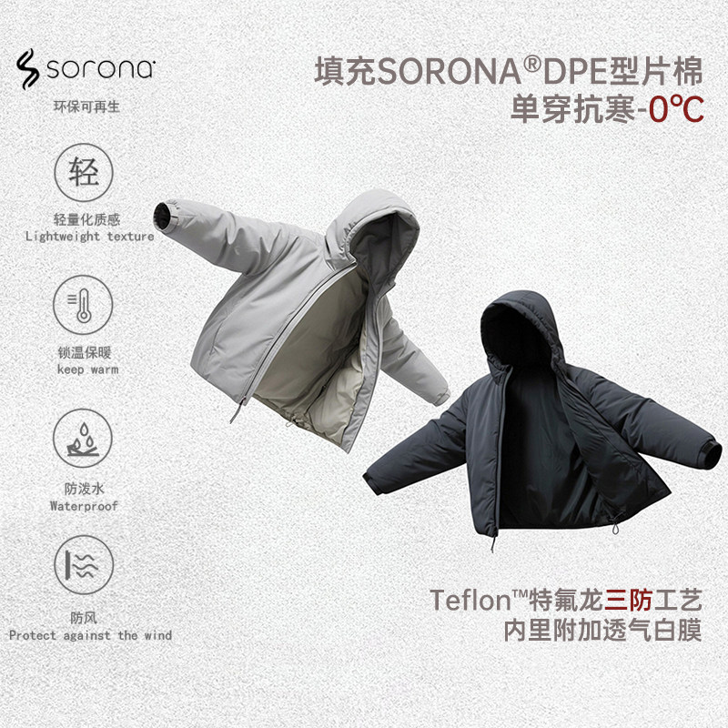 AGITOMADE「超轻量化」 极简索罗娜保暖棉防泼水连帽夹克棉服外套