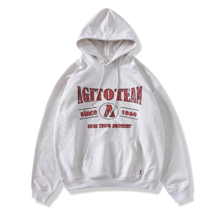 AGITOMADE日系复古做旧裂纹印花vintage风格 宽松连帽卫衣秋冬帽衫