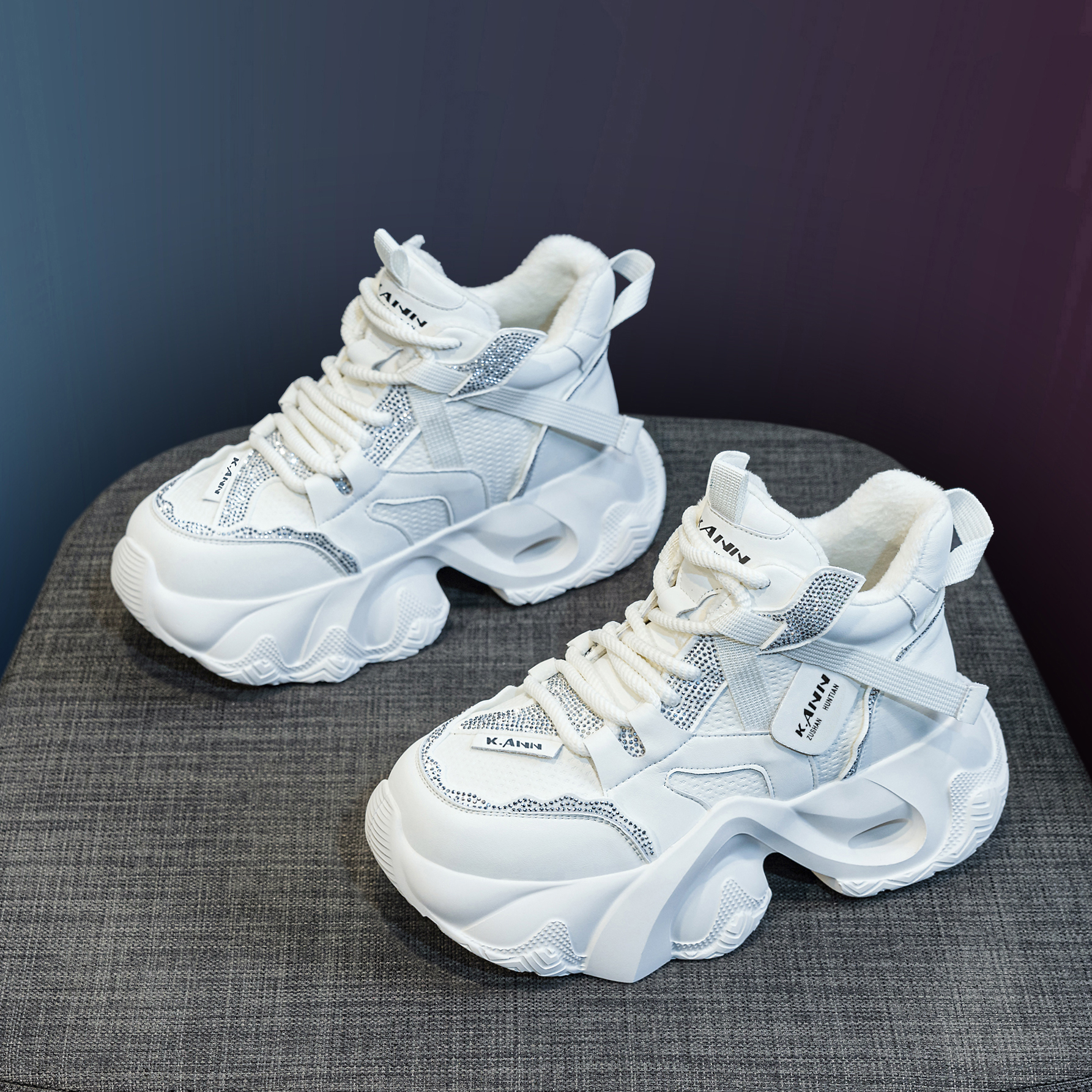 内增高7cm高帮老爹鞋女秋冬棉鞋