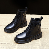 真皮马丁靴女2025年秋季 新款 英伦风厚底靴子透气短靴单靴机车女靴