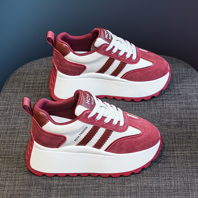 真皮内增高阿甘鞋子女厚底老爹鞋