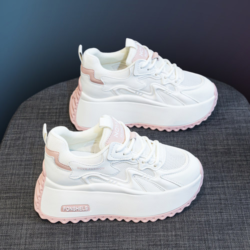 网面内增高老爹鞋女夏厚底阿甘鞋