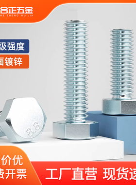M16M18M20M22M24*60x80x100六角头螺丝8.8级镀锌高强度外六角螺栓