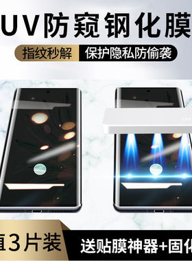 适用荣耀300/200/100/90/80/70/60/50pro防窥+钢化膜se手机膜UV膜全屏magic3/4/5/6/pro固化x50贴膜v40防偷窥