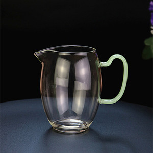 女士茶海耐热玻璃分茶器茶具配件公道杯彩色把手匀杯漂亮秀气功杯