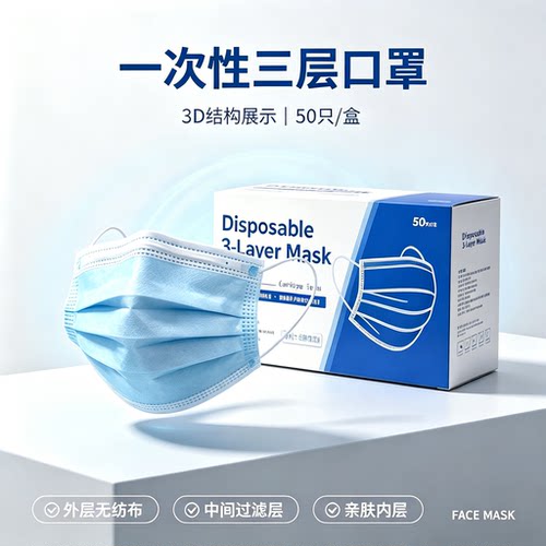 一次性口罩三层外贸包装出口盒装