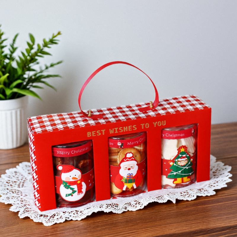 新年饼干罐子手提盒牛轧糖包装盒