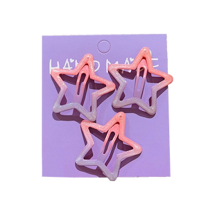 多巴胺渐变五角星星发夹女碎发bb夹子头饰前额侧边刘海夹儿童发卡