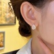 小众设计感冰透猫眼石双面水滴耳扣精致百搭耳环气质轻奢简约耳饰