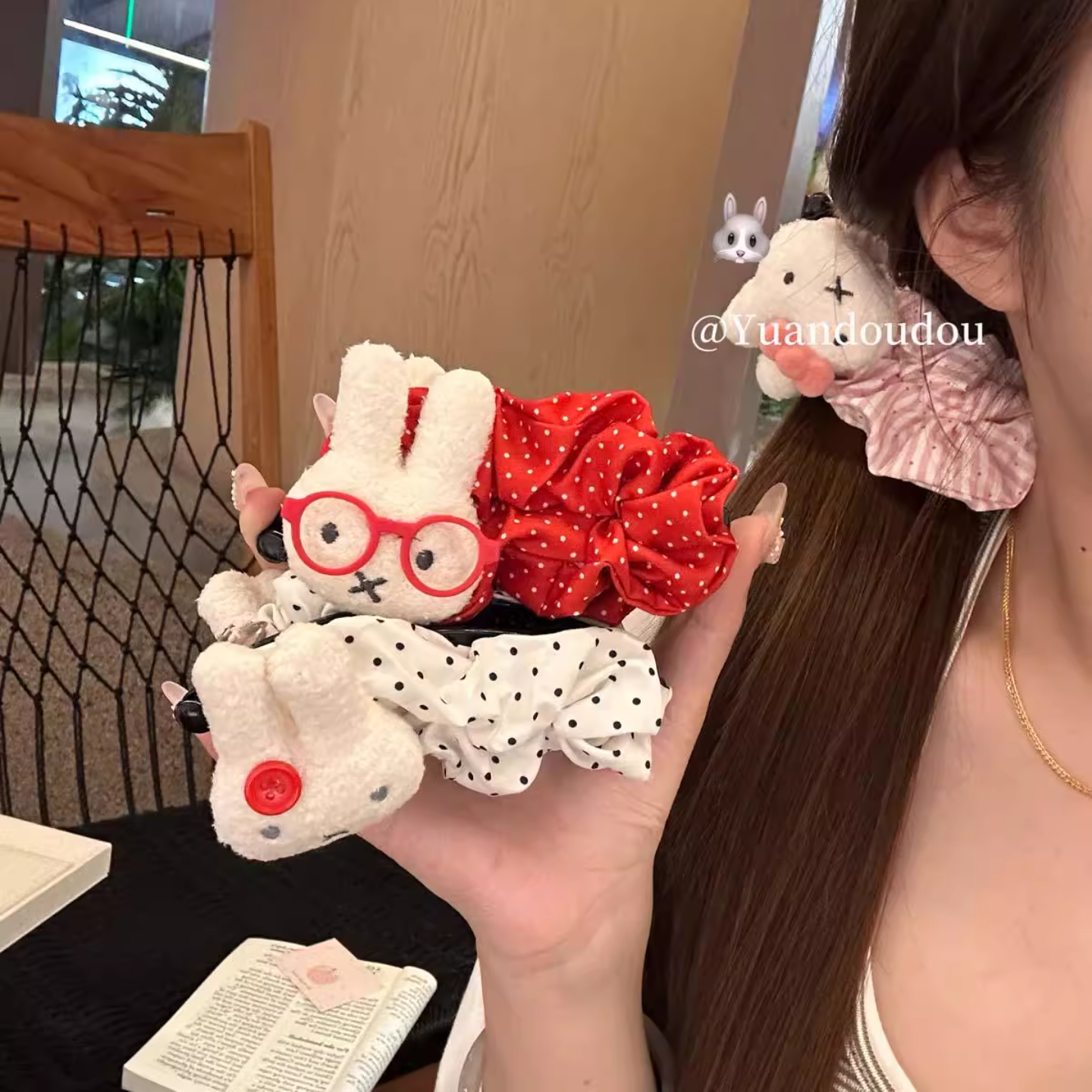 可爱波点米菲兔香蕉夹扭扭夹抓夹