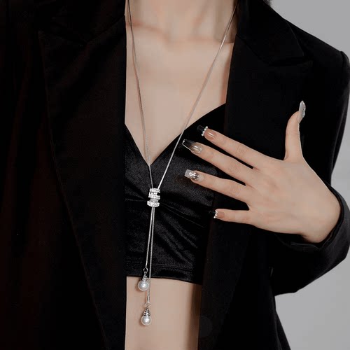 高级感珠珠长款毛衣链女2026新款