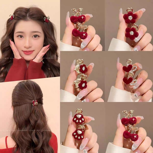 新年红色小抓夹女2026新款发夹氛围感发卡侧边刘海夹子高级感发饰