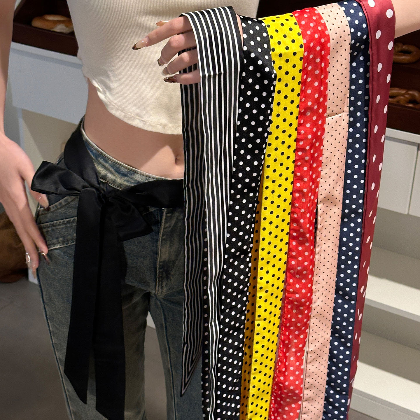 黑色波点长条丝巾女2025新款系脖高级感发带豹纹飘带领巾腰带搭配,饰品/流行首饰/时尚饰品新,发饰,淘宝优惠券,粉丝福利购,淘宝优惠卷