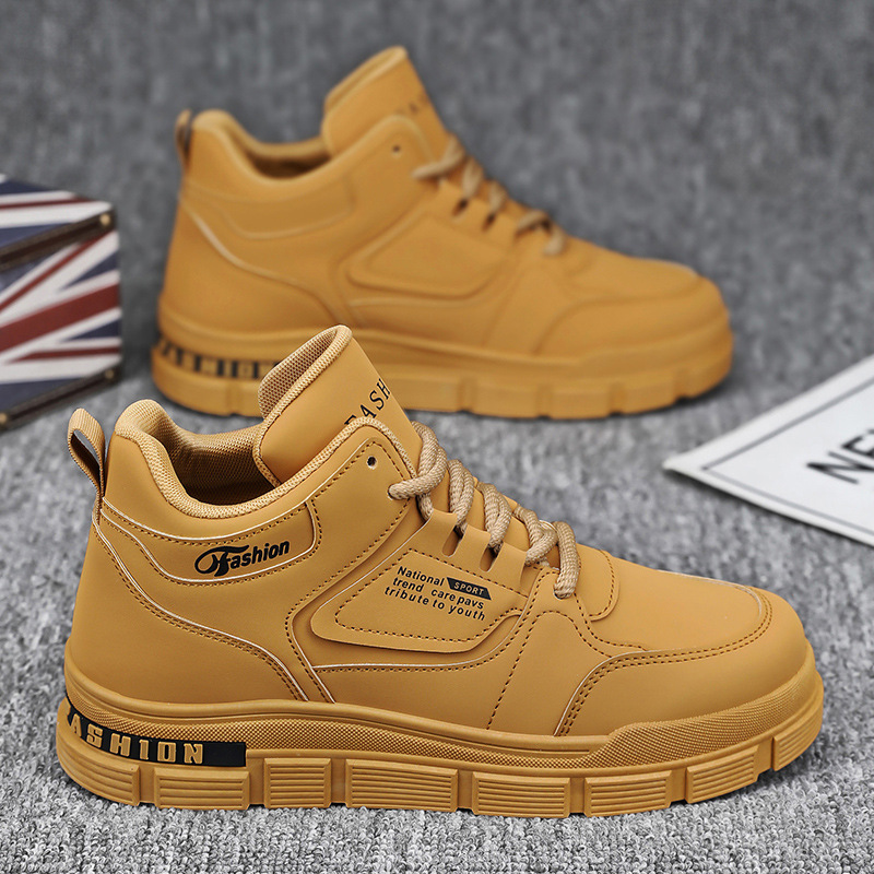 马丁靴男秋季新款高帮工装鞋子男潮流百搭厚底运动鞋休闲板鞋短靴