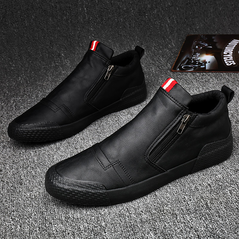 男鞋2025年新款春季男士皮鞋韩版潮流休闲百搭高帮一脚蹬春秋板鞋