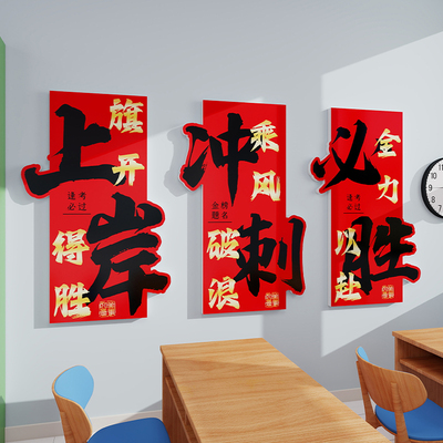 班级教室背景墙布置装饰立体贴纸学校初高中励志场景标语海报墙贴