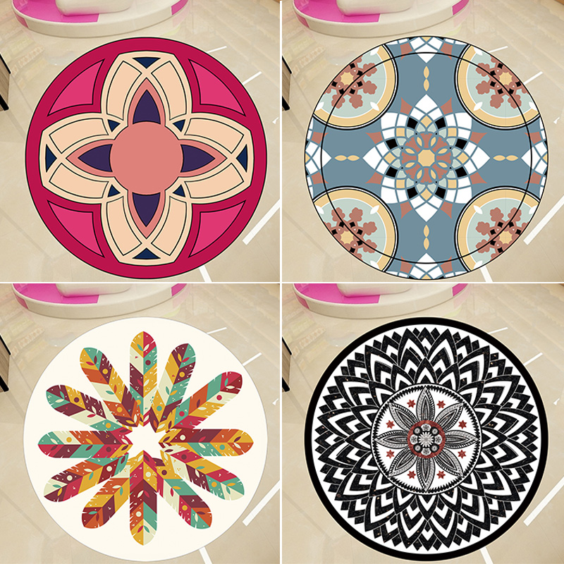 客厅遮丑装饰地板贴卧室覆古拼花瓷砖圆形地板贴防水防滑加厚自黏
