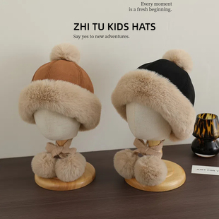 秋冬季宝宝保暖帽子儿童雷锋帽毛绒护耳男女瓜皮加绒加厚地主帽潮